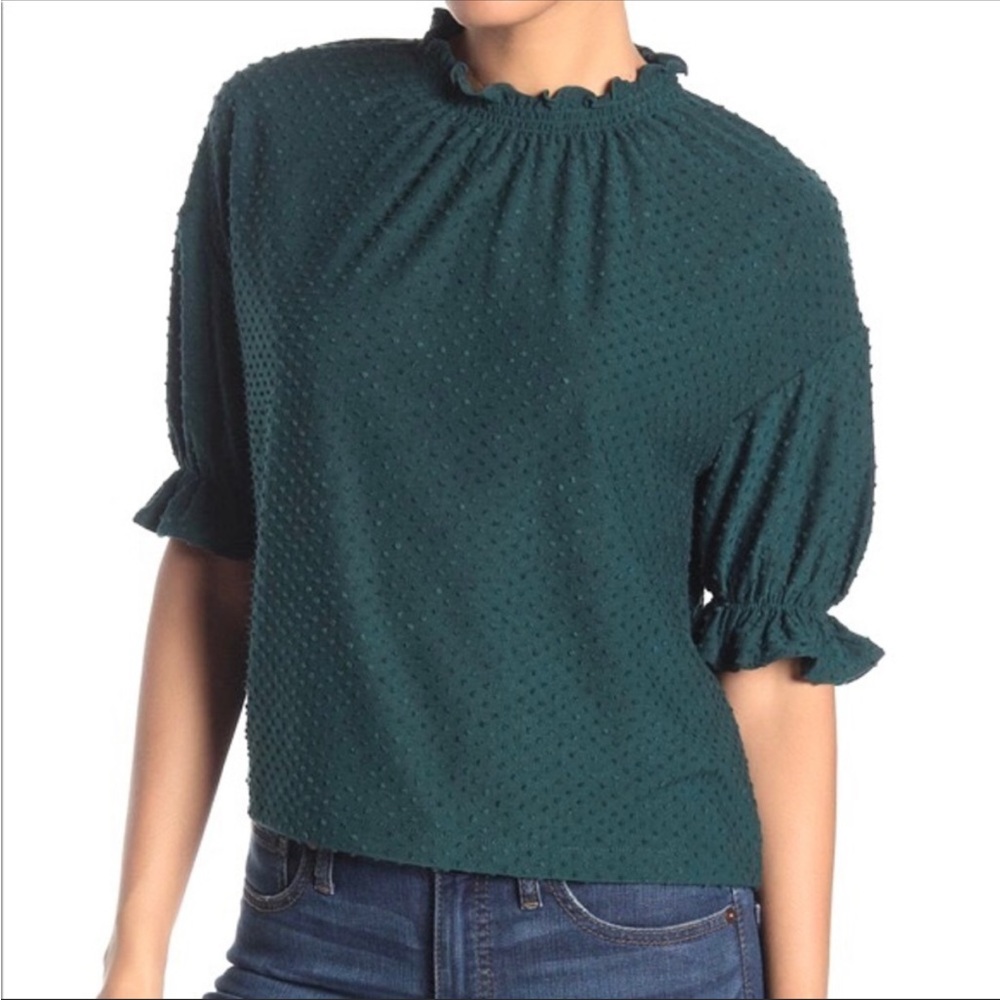 Madewell Tops | Madewell Texture & Thread Dot Smocked Top Cottagecore Green - Picture 1 of 6